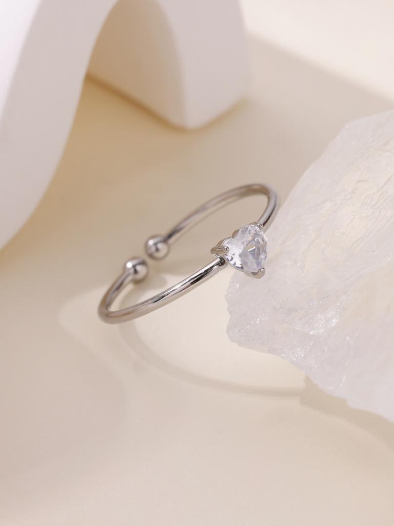 Fashion Zircon Heart Birthstone Rings For Women Stainless Steel Color Birthstone Ring Aesthetic Wedding Jewelry Gift
