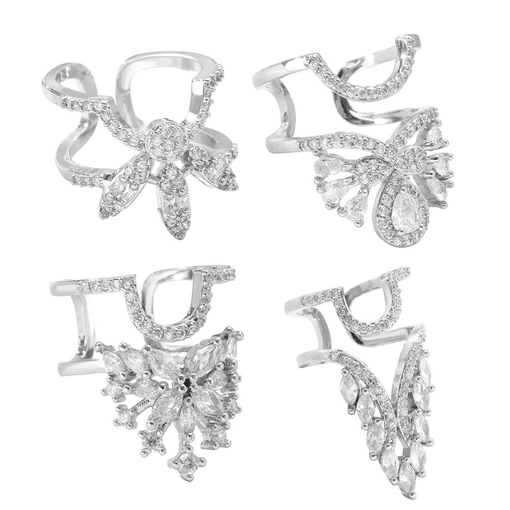 Metal Zircon NailCap Ring Silver Color Detachable Nail Ring Retro Sweet Nail Ring  Manicure