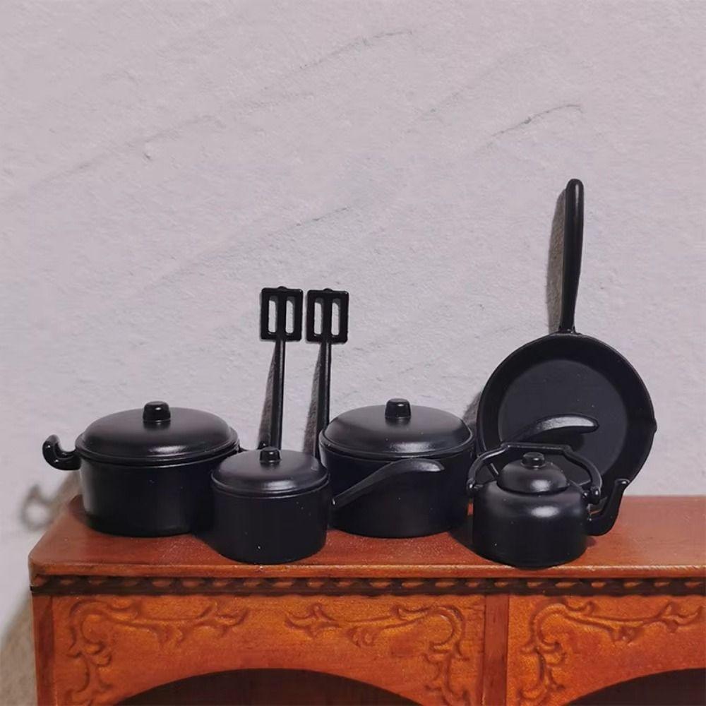 Kitchen Utensils Dollhouse Kitchenware Frying Pan Minature Pot  Construction Props
