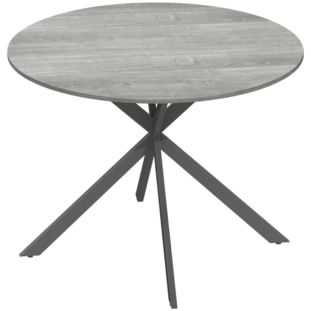 Round Dining Table for 4 People, Industrial-Style Kitchen Table with Steel Legs, for Dining Room, Kitchen, Grey