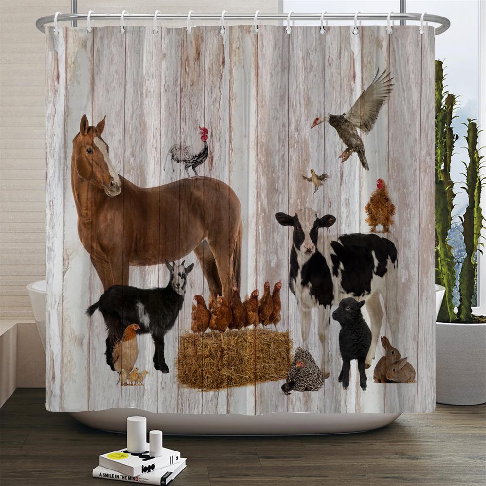 3D Printed Dutch Cattle Pattern Waterproof Bath Curtains Farm Cow Shower Curtains Bathroom Polyester Decoration Shower Curtain