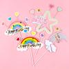 Cartoon Unicorn for Girls Cake Decor Rainbow Moon Star Happy Birthday Cake Toppers 1st Birthday Baby Shower Unicorn Theme Party