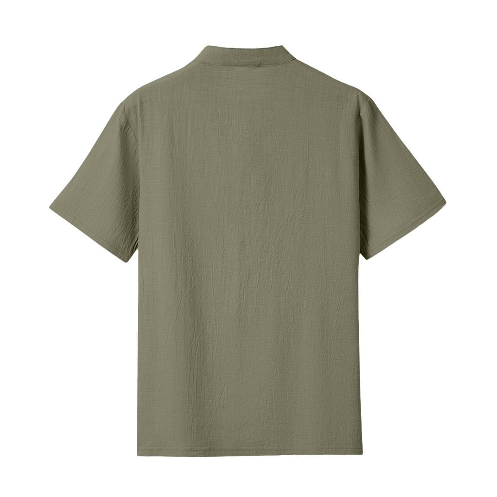 Summer Men Stand Collar Short Sleeve T-shirt Men
