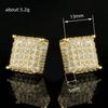 Huitan Square Stud Earrings for Women Men Sparkling Cubic Zirconia Classic Versatile Jewelry Daily Wearable