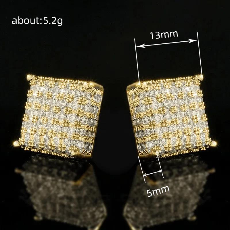 Huitan Square Stud Earrings for Women Men Sparkling Cubic Zirconia Classic Versatile Jewelry Daily Wearable