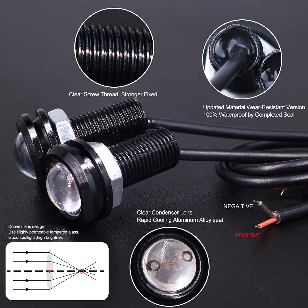 X-STYLE LED Światła Dzienne 18mm Czerwony Reflektor Typ Śruby Oko Orła