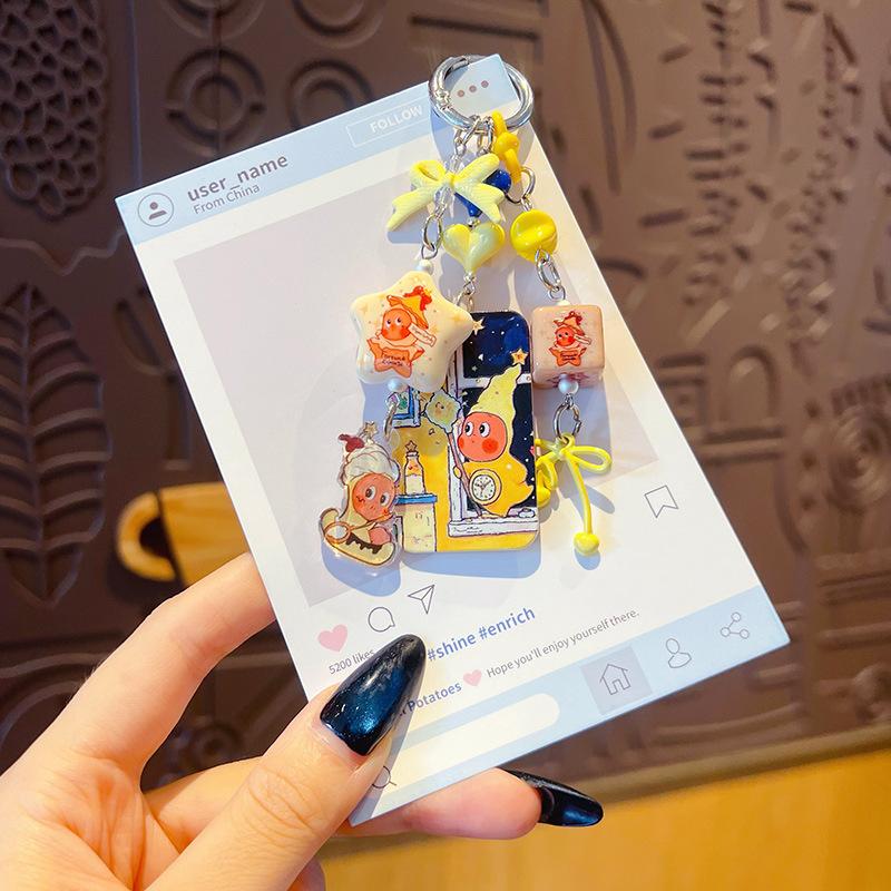 Handmade DIY Stars, Cute Dolls, Beaded Mobile Phone Chain Pendant, Car Keychain, Doll Pendant Accessories.