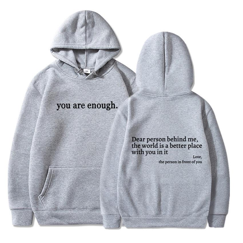 Women's Letter Print Hoodie with Kangaroo Pocket and Drawstring