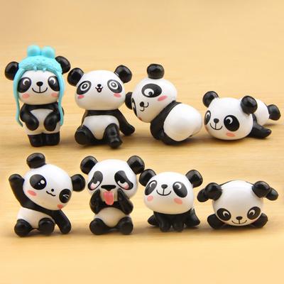 8 adet/set Sevimli Panda Kendin Yap Mikro Peyzaj Figür Süsleme PVC Komik Sevimli Mini Süs