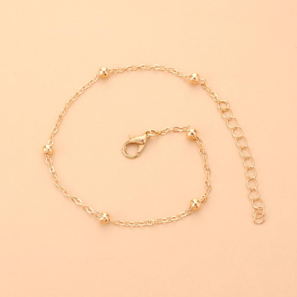 Trendy Oversized Rund Perlekjede Ankelkjede for Kvinner - Minimalistisk Mote