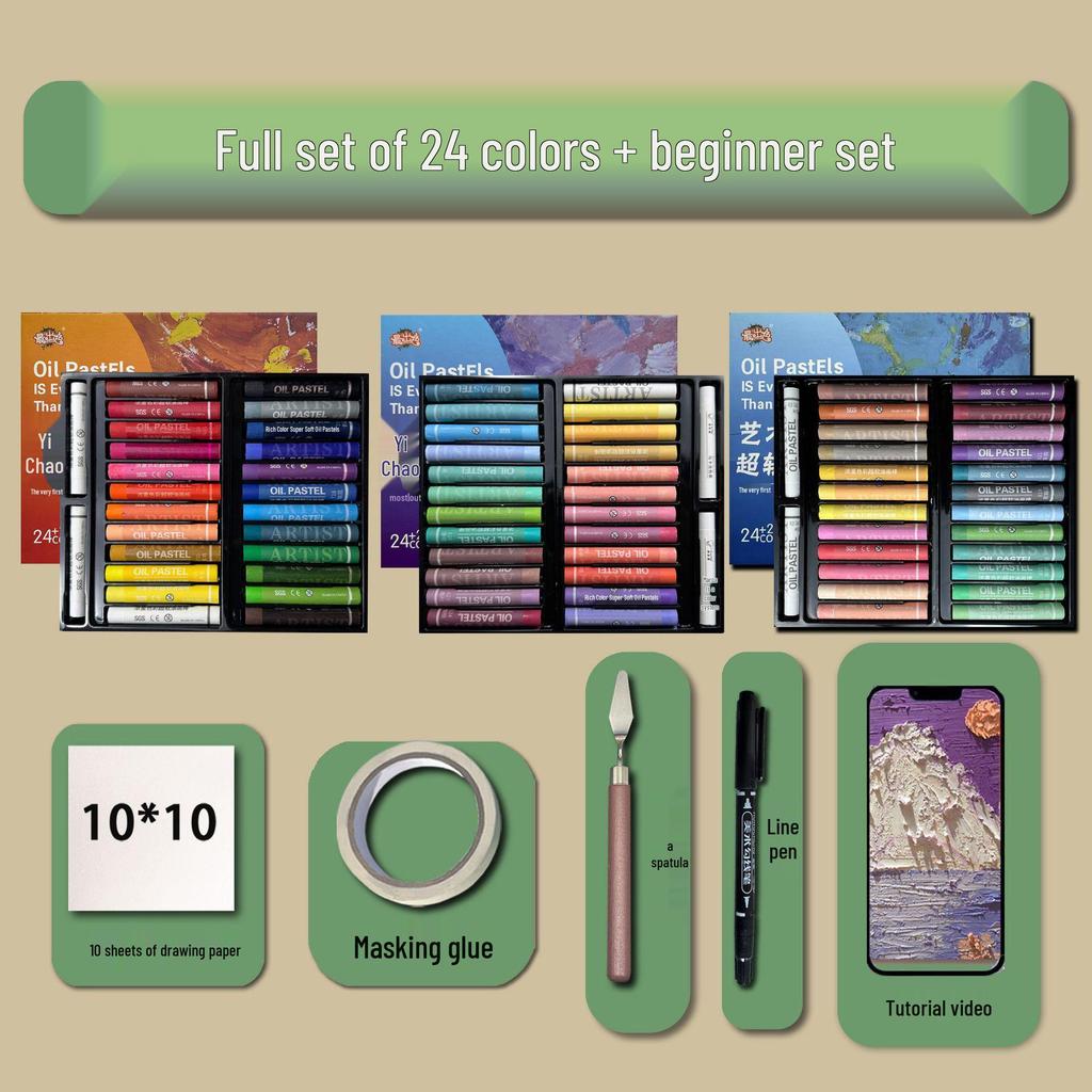 48-Color Super Soft Oil Pastels Set with Scraper - Child's Painting Kit