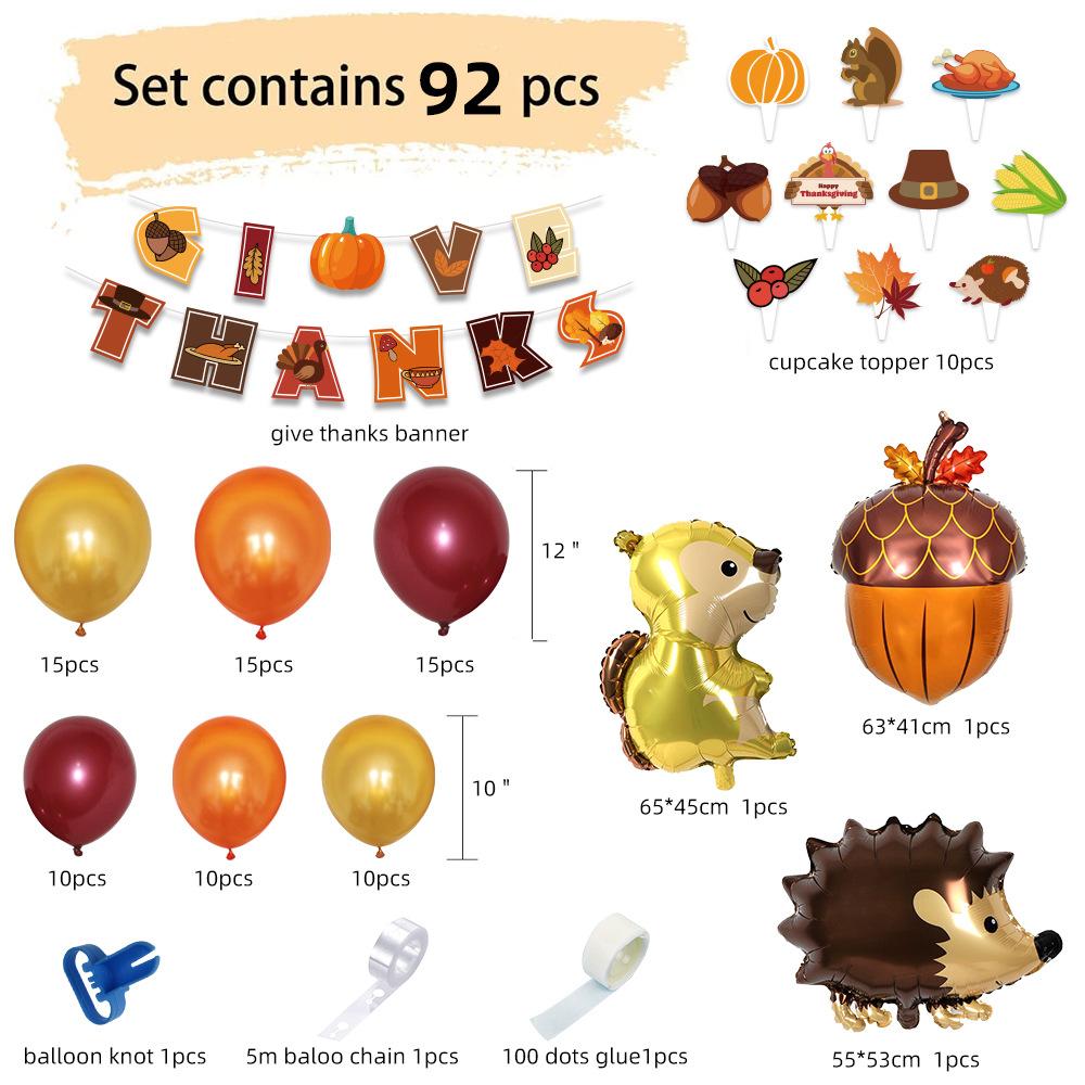 2026 Thanksgiving Themed Party Decoration Flag Turkey Cake Sign Tablecloth Balloon Thanks Set