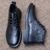 Leather shoes men's autumn lace up men's boots thick soled soft leather casual mid top winter suede boots