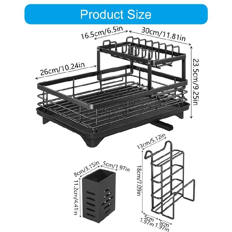 Spacious Double Deck Dish Drainer With Rustproof Finish And Firm Basel Dish Drying Rack For Safe Drying Of Tableware