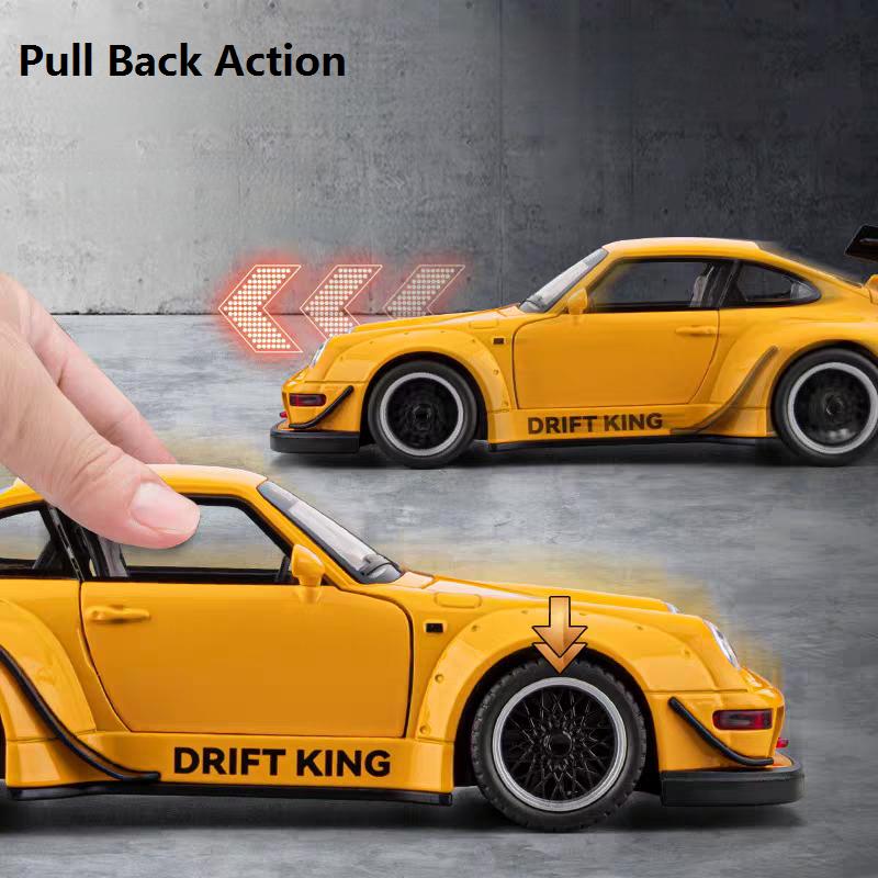 2026 Porsche 911 993 Modified Supercar Sounds  Light Pull Back Car Simulation Diecast  Toy Vehicle Alloy Collection Model Supercar Toy
