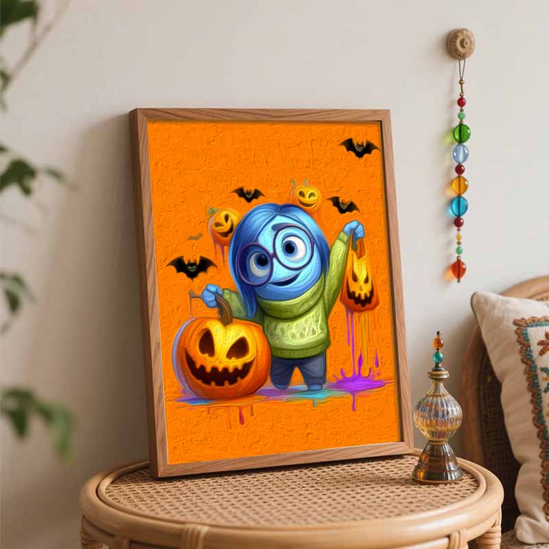 Disney Sadness Oil Paint by Numbers Painting Art Kit Pumpkin Lantern Handmade Painting Home Decor Gift
