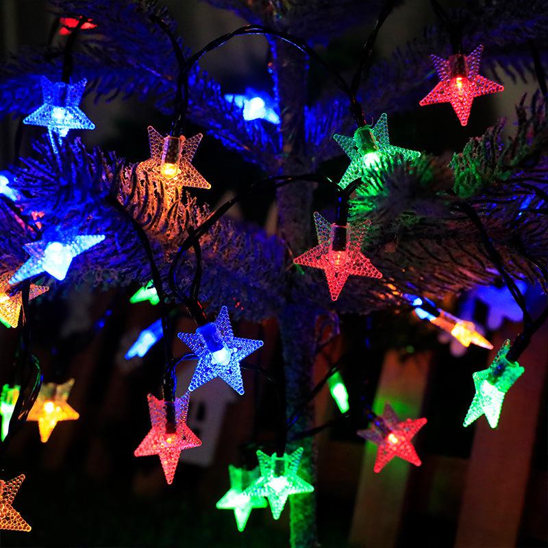 LED Solar Bubble Ball String Lights - Outdoor Waterproof Decorative Colored Star Lights for Courtyard and Camping Ambiance.