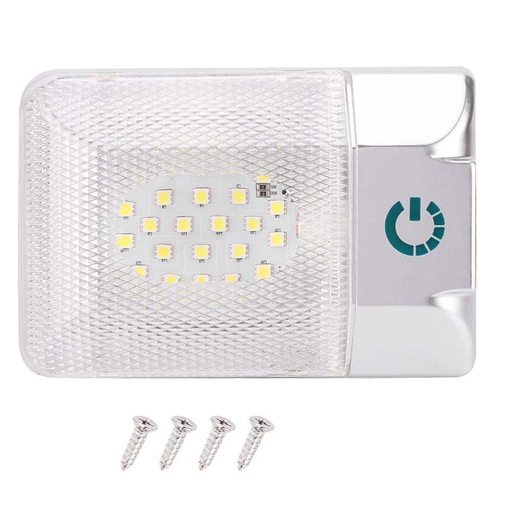 24 LED Boat RV Roof Dome Light With Touch Adjustable Switch White Lamp Ceiling Lighting