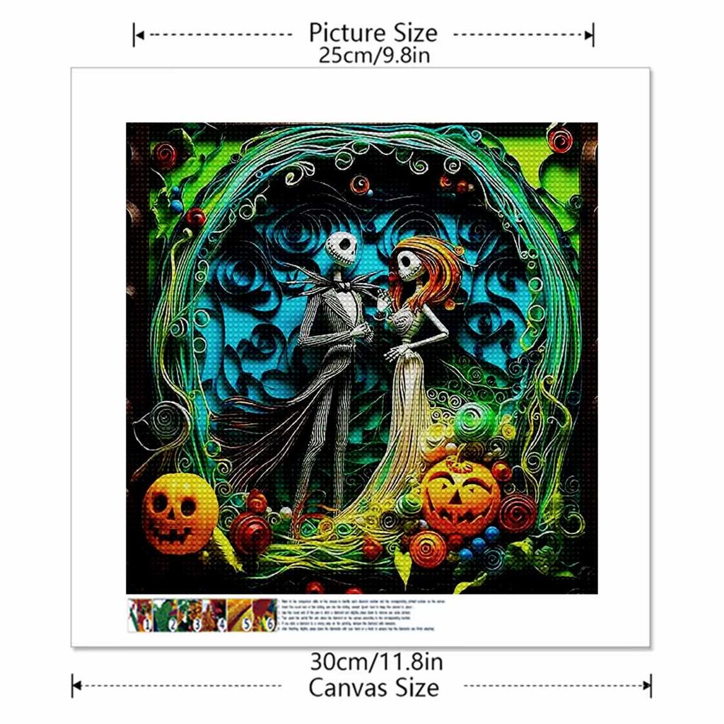 5D DIY Diamond Painting Kit, Skeleton Lover, Adult Beginner 5D Round Diamond Embroidered Crystal Mosaic Crafts, Suitable for Home Wall Settings