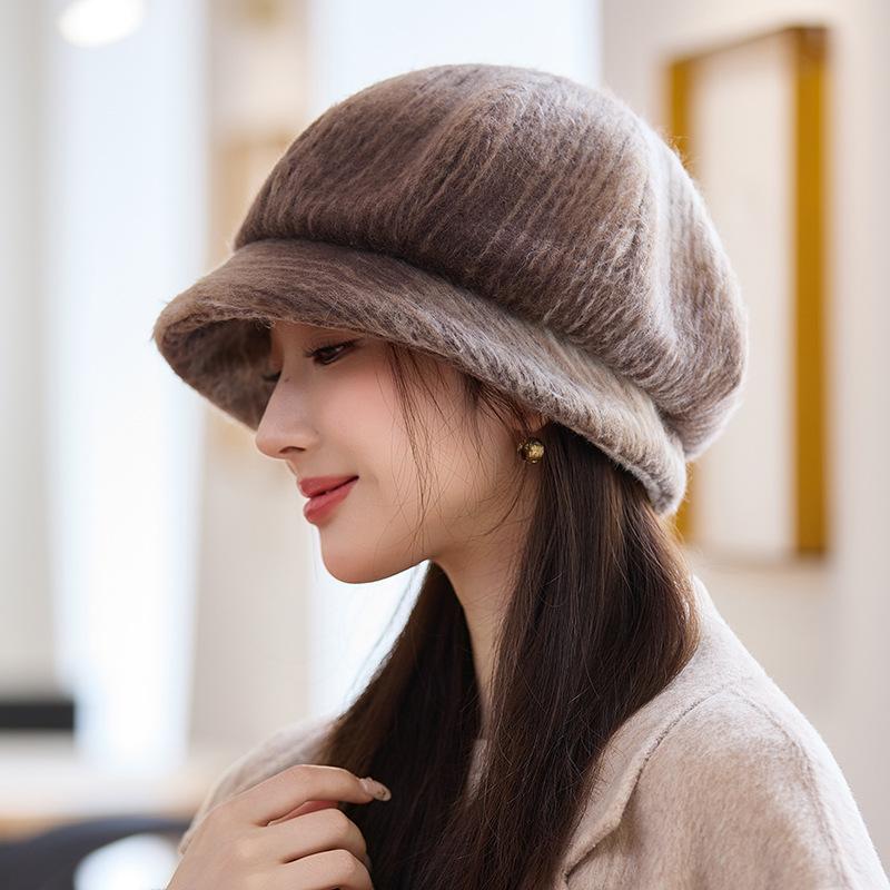 Women's Autumn and Winter New Fleece Thickened Tie-dye Beret Painter Hat Outdoor Windproof Warm Hat