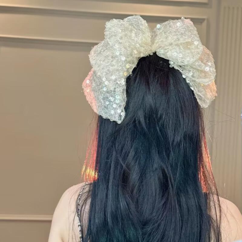 Cute Style Sequins Bowknot Shape Hair Claw Summer Hair Accessories for Women High Ponytail Party Anti-Slip Hairpins