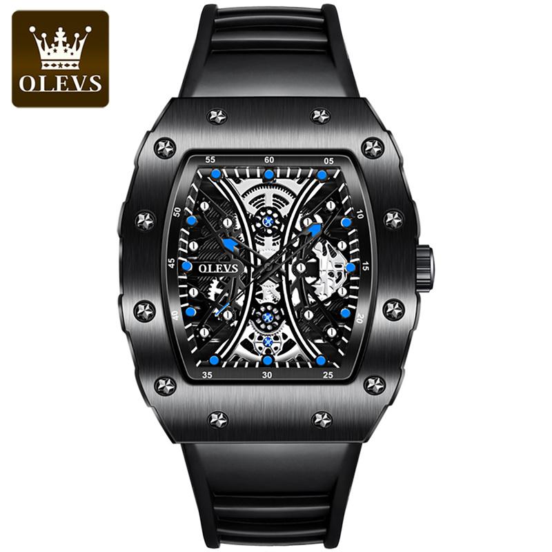 OLEVS Luxury Men Watch for Men Large Dial Rubber Strap Waterproof Luminous Fashion Mens Watches