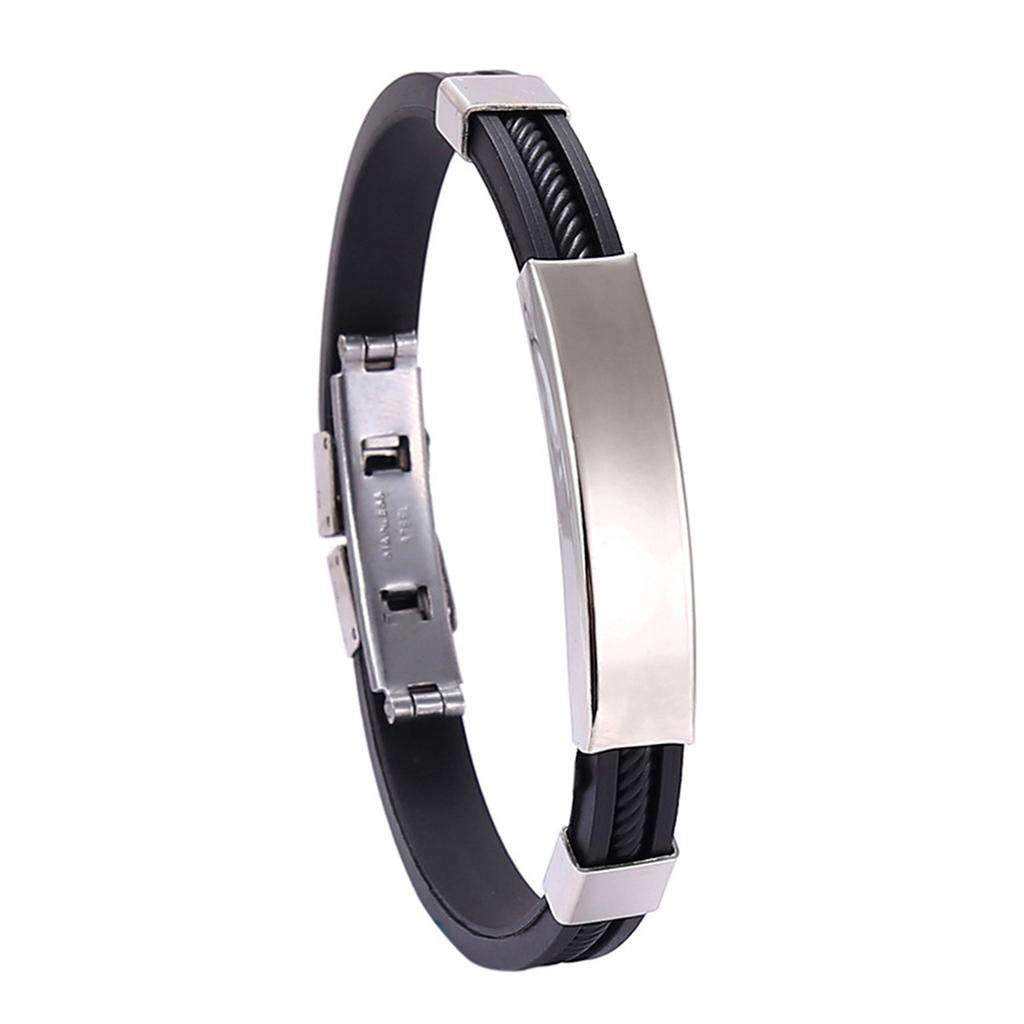 Men's Metal Silicone Bracelet Adjustables All-Match Lightweight Wrist Band For Man For Daily Wear Party Dating Outdoor Travel