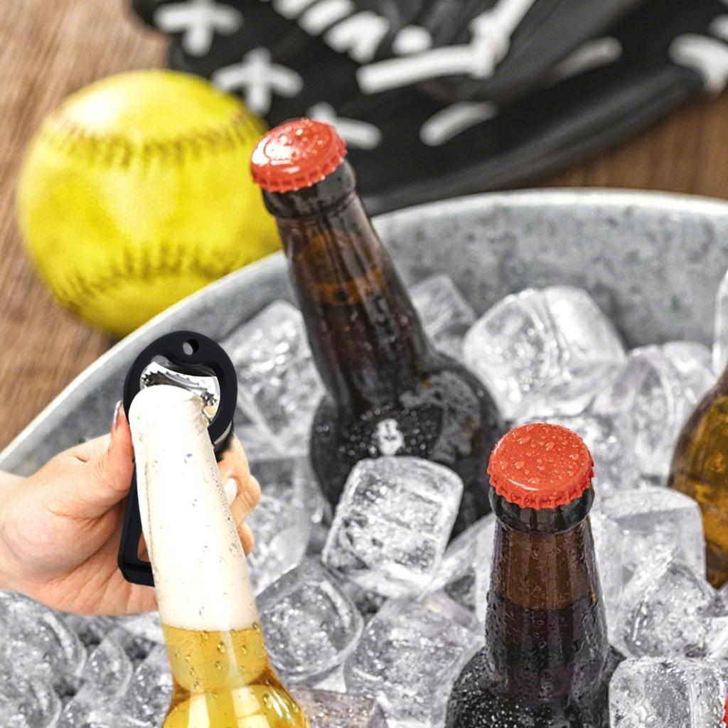 2 Pcs Bottle Opener With - Coating, Portable Stamped Steel Bottle Opener, Beer Bottle Cap Opener Keychain For Bartender, Bar, Kitchen, Outdoor, Etc.