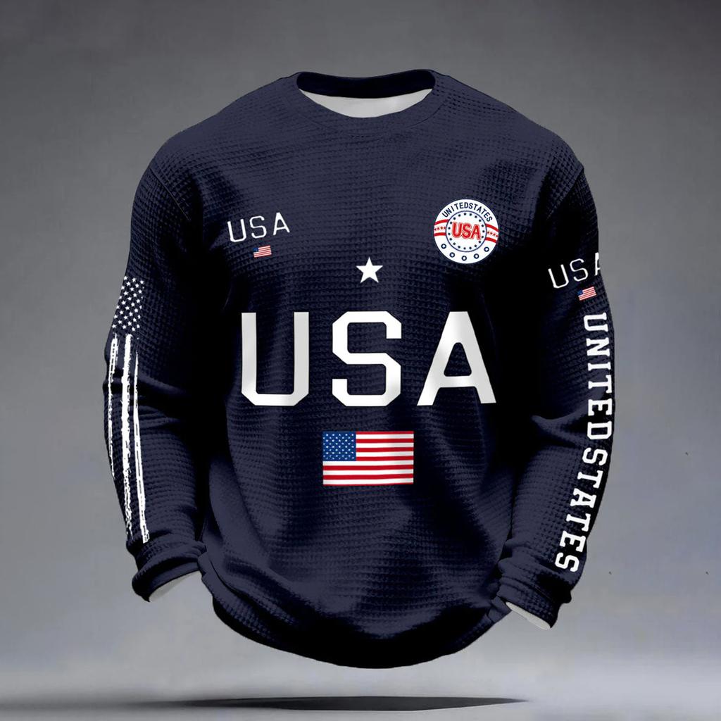 Sudadera Casual de Manga Larga con Estampado de Letras para Hombre Aniversario USA