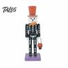 Pumpkin Basket Table Centerpiece Halloween Nutcracker Wooden Figurine, Hand-Painted Skeleton Soldier Ornament, Retro Creepy Mantel Decoration