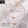 Fashion OT Buckle Imitation Pearl Multi-layer Necklace Light Luxury High-end Sense Beaded Collarbone Chain Necklace Women