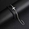 2 Stück/Set Kreuzkettenarmband für Herren, Lässiges Schwarzes Natürlicher Stein Perlenverstellbares Armband, Schmuckgeschenk für Ehemann Papa BBF