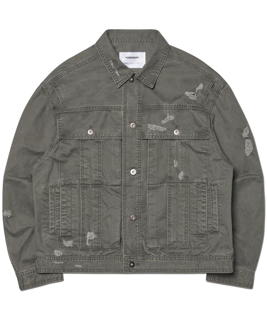 Nomanual I.P Damaged Jacket - Khaki Gray