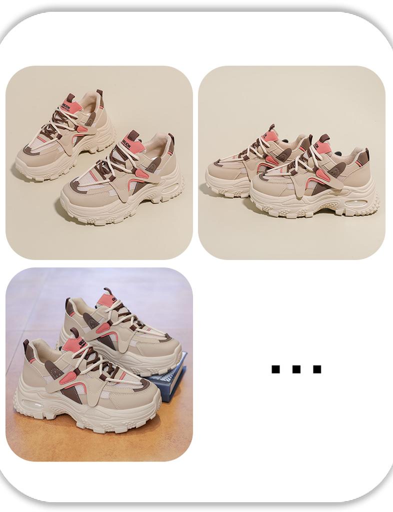 Spring and summer girls' double mesh thick soled dad shoes