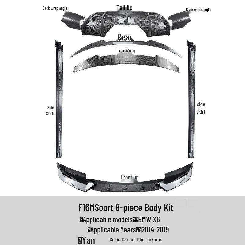 BMW X6 F16 Sport (2015-2019) Front Lip, Wind Knife, Rear Wing, Rear Lip, Louver Modifications
