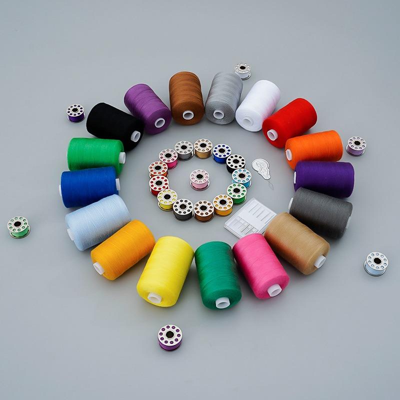 20 Colors 100m 402 Sewing Thread & 20 Colors Tape & Bobbin Needle & Thread Combo Set