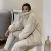 Imitation rabbit fur warm women's winter loose stand-up collar thickened cotton plush top jacket