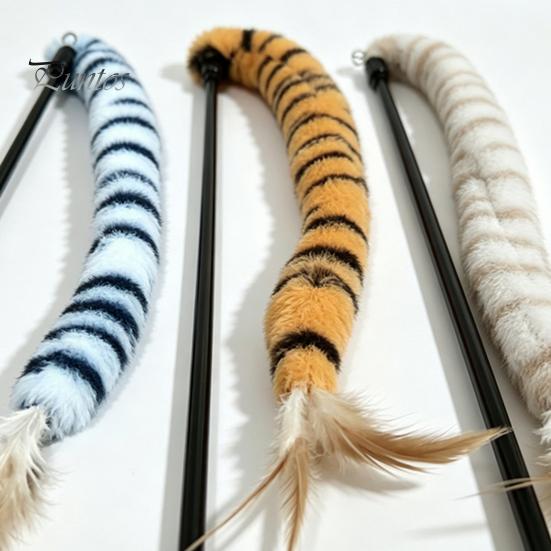 Cat Hunting Toy Funny Stick Toy, Toys for Indoor Cats, Interactive Pet Teaser Wand, Plush Kitten Toys, Play Exercise Striped Tail