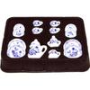 Miniature Decorative Tea Set for Dollhouse Blue Cup Saucer Pot