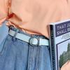Sleek Versatile Womens Korean Circle Buckle Denim Belt Crafted From Quality Pu Style For