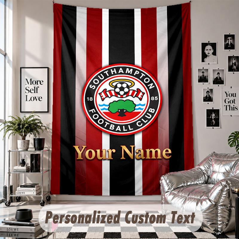 Wall Hanging Tapestry With Custom Name & Text, Southampton FC Decorative Tapestry For Bedroom