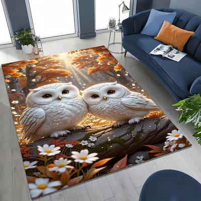 2026 New Mysterious Owl Colorful Cartoon Birds Carpet Rug for Bedroom Living Room Sofa Home Doormat Decor,Kid Non-slip Floor Mat