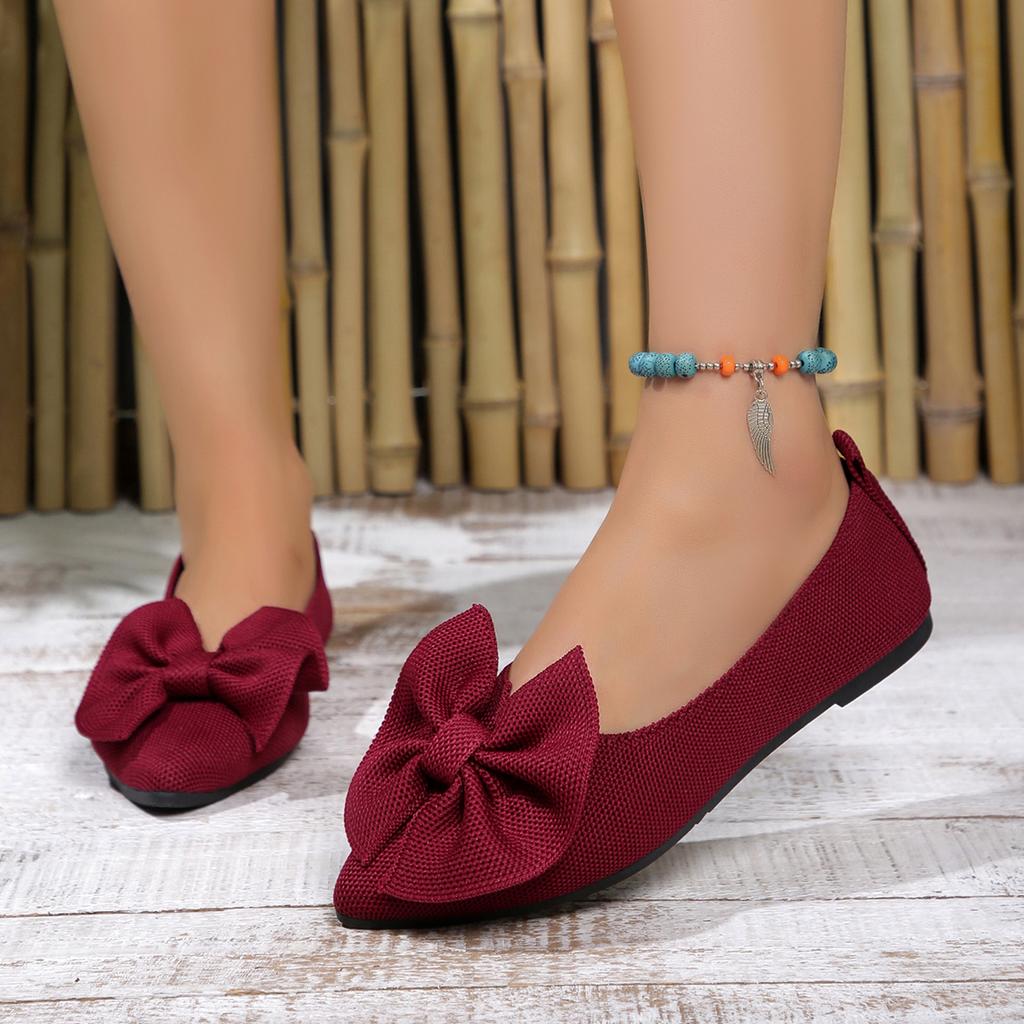 Fashion Women Flats Bow Pointed Toe Shoes Female Suede Walking Dress Shoes 2024 Spring Fashion Casual Sandals Shallow Zapatillas Mujer