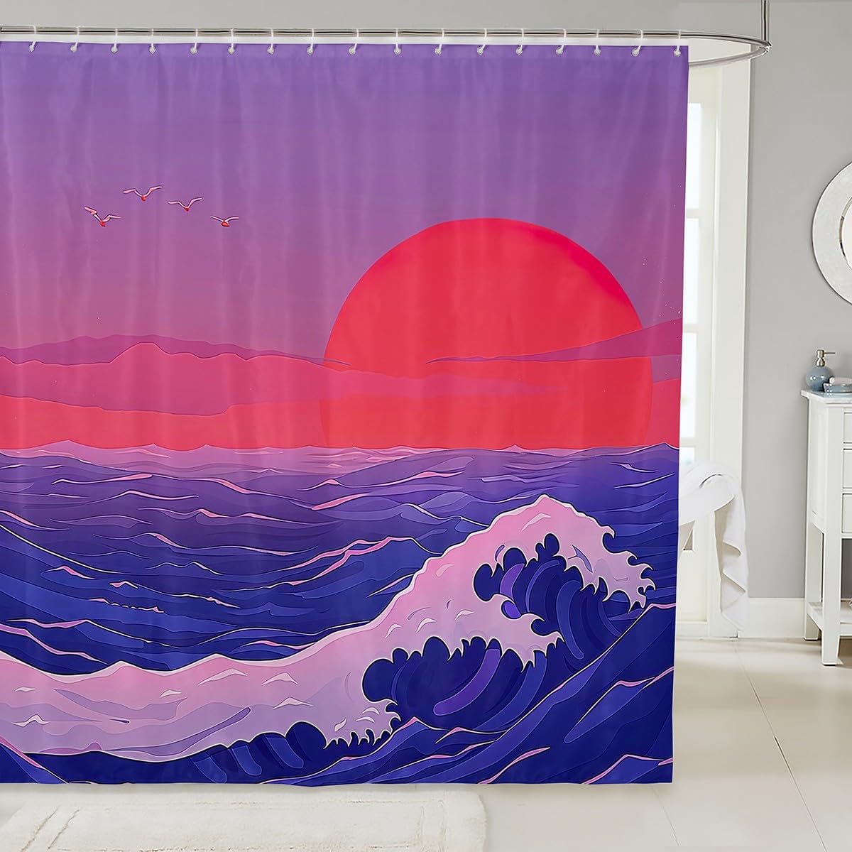 

Japanese Samurai Bath Curtain Boys Girls Fallen Leaves Shower Curtain For Kids Women Men Waterproof Floral Bathroom Shower W60H190(CM)-1 Pcs