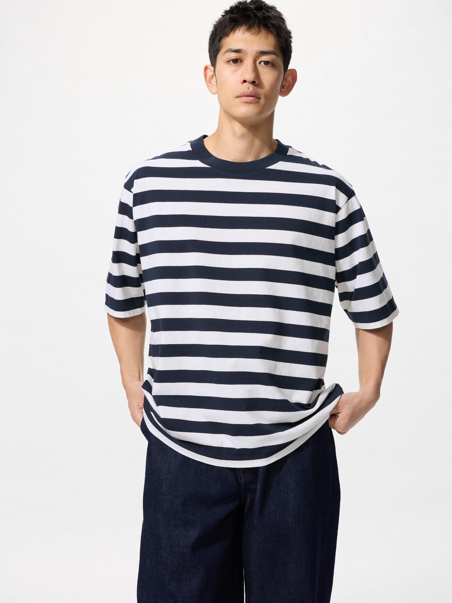 

Uniqlo Oversized STripe T Широкий 69 NAVY/MEN XS