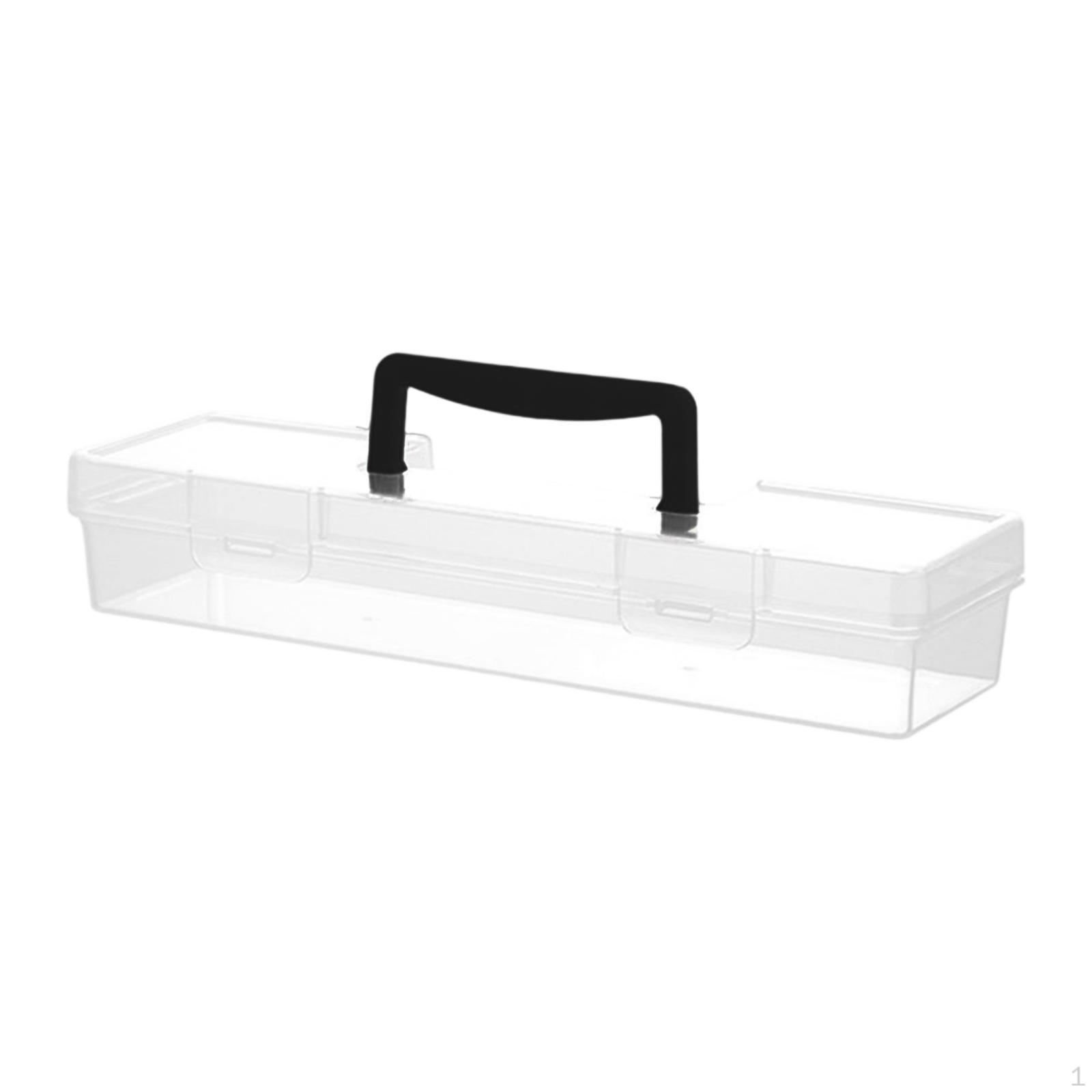 

Clear Tool Box Bin Equipment Household Carrier Container Case Storage Organizer for Camping Hand Black 33.3x9.3x6cm