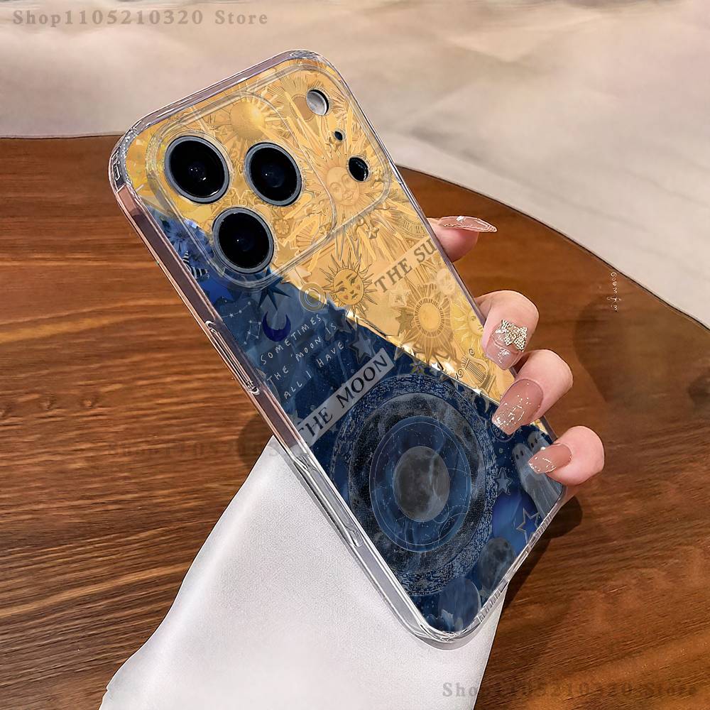 

Aesthetic Print Sun Moon Phone Case For iPhone 17,16,15,14,13,12,11 Pro,Max,Plus,XR,Mini,E Clear Full-coverage Soft Cover iPhone13PROMAX