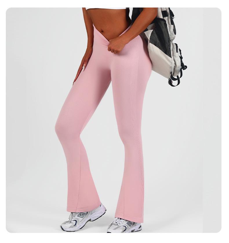 Solid Color High Waist Yoga Leggings - Slim Fit, Flared, Body Shaping, Quick Dry, Casual Fitness Sports Pants