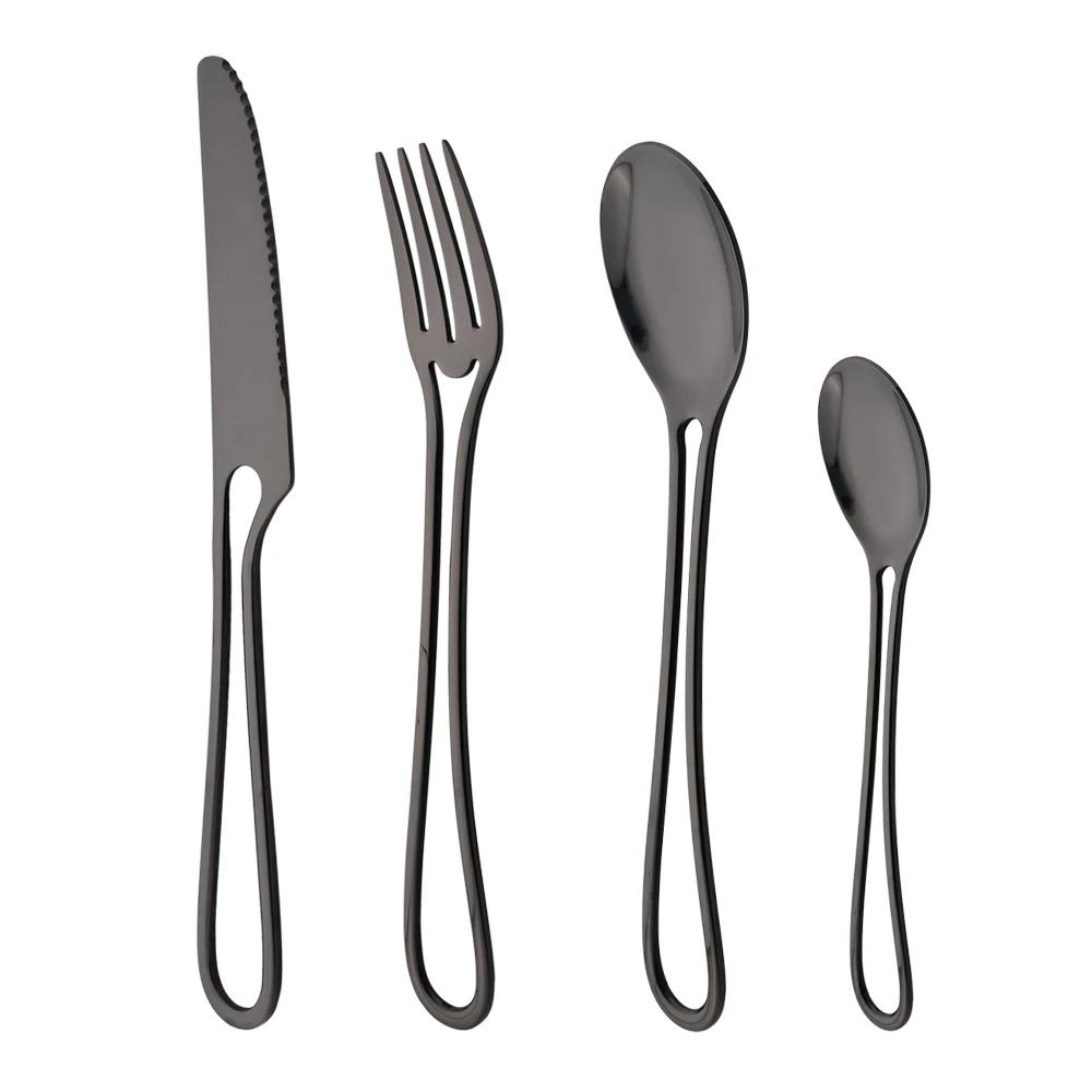 4Pcs Rose Gold Dinnerware Set Knife Fork Coffee Tea Spoon Cutlery Set Stainless Steel Tableware Western Home Kitchen Flatware