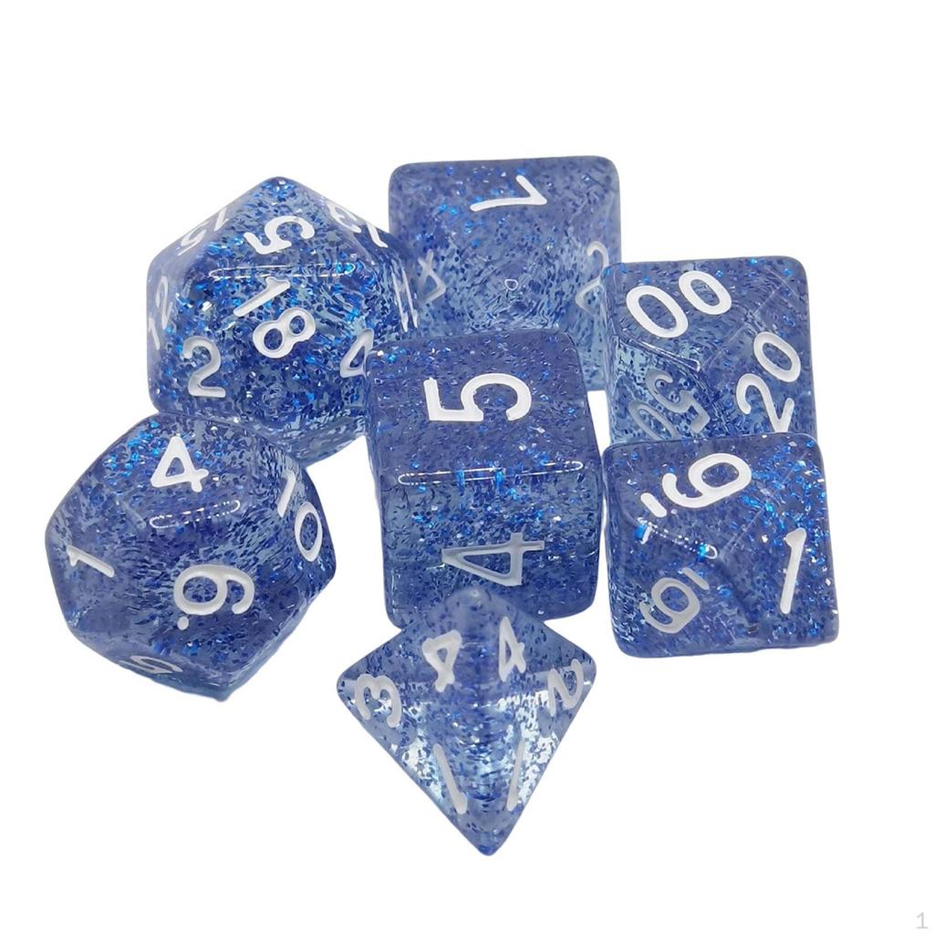 7 Pieces Solid Acrylic Polyhedral Dices D20,D12,D10 (00-90 and 0-9),D8,D6 D4. for Entertainment
